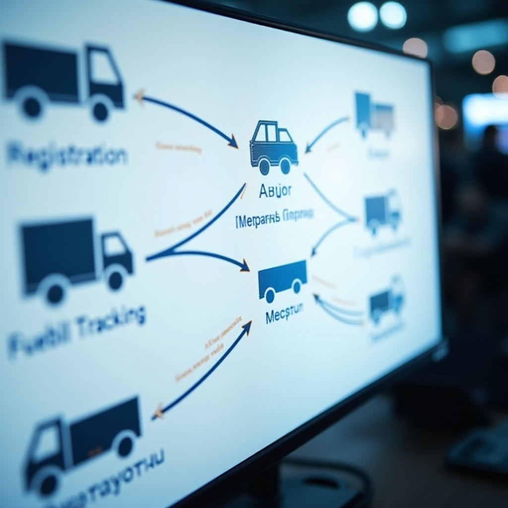 Схема движения данных в системе управления автопарком