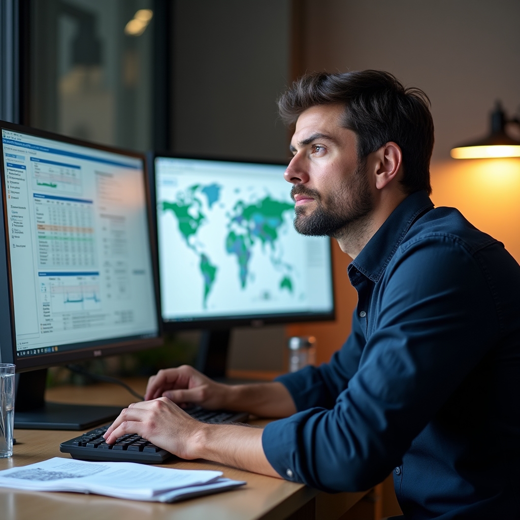 Менеджер автопарка работает с системой управления