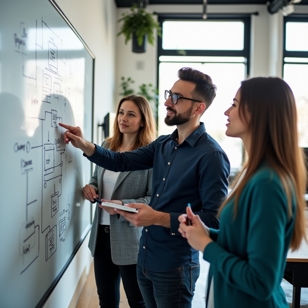 Команда обсуждает проект автоматизации автопарка